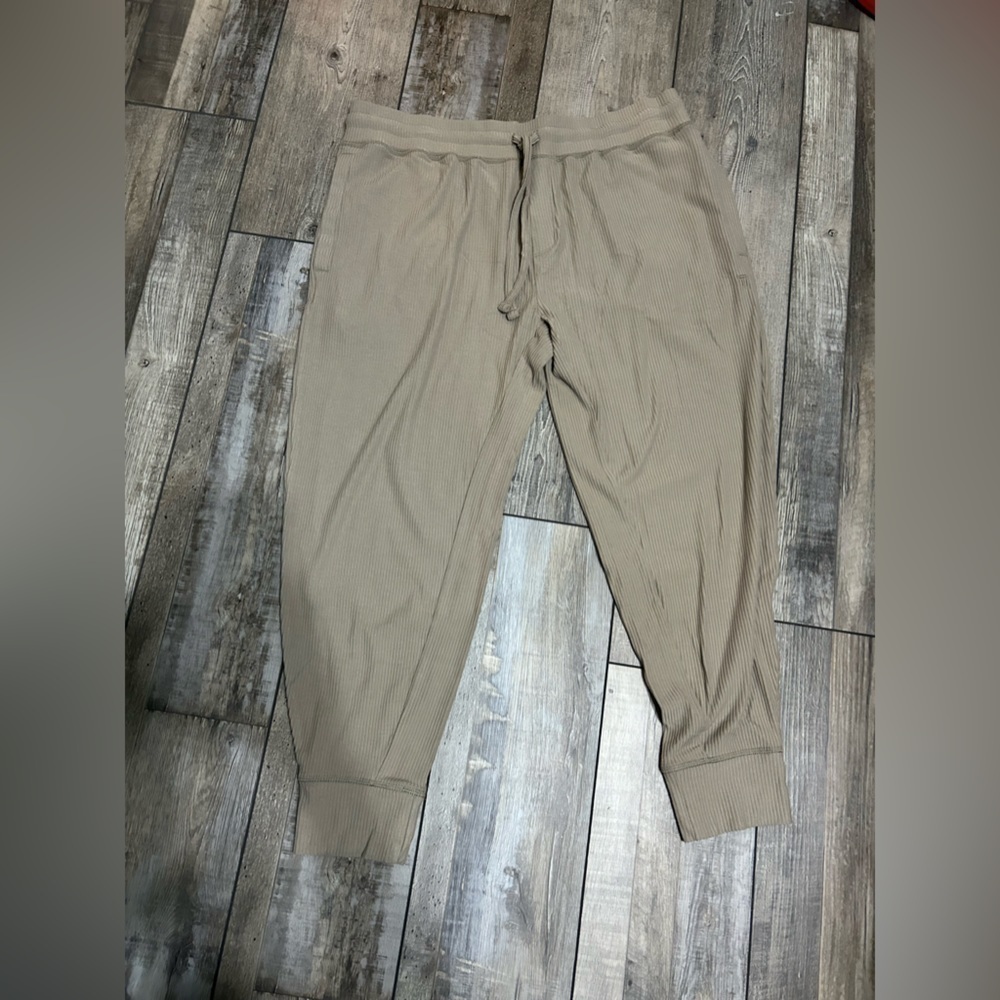 Tommy John Driftwood  Drawstring Ribbed Joggers Lounge Pants Pockets NWT